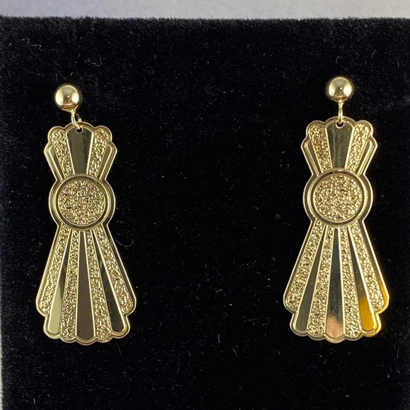 Vintage 14 Karat Gold Southwest Concho Earrings - Picture 1 of 6